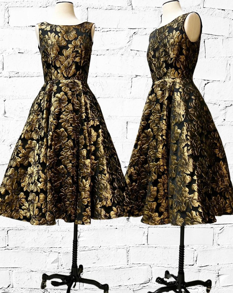 Jenni Dress - Gold Floral Jacquard