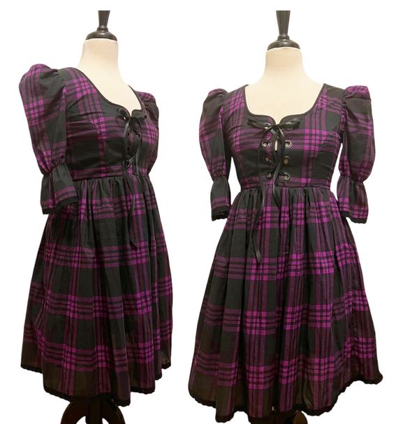 Maryanne Dress - Purple Plaid Cotton