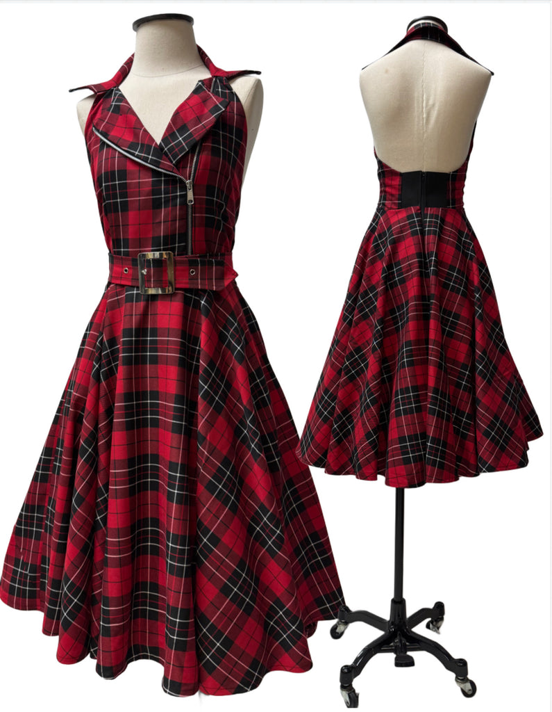 Biker Dress - Red and Black Plaid