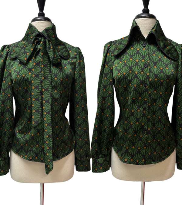 Ivy Blouse- Green Deco Print