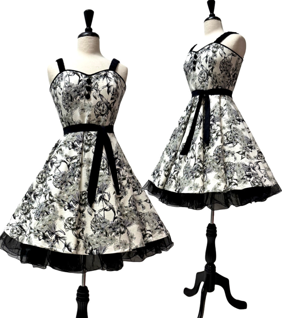 Laura Dress - White & Black Floral