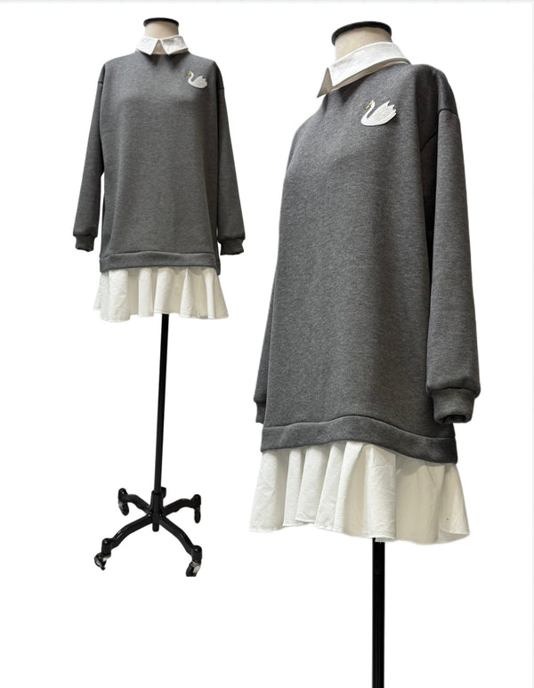 Wednesday Tunic Dress-Grey Fleece