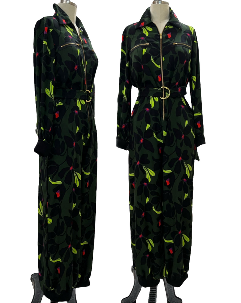 Frankie Flight Suit - Green Floral