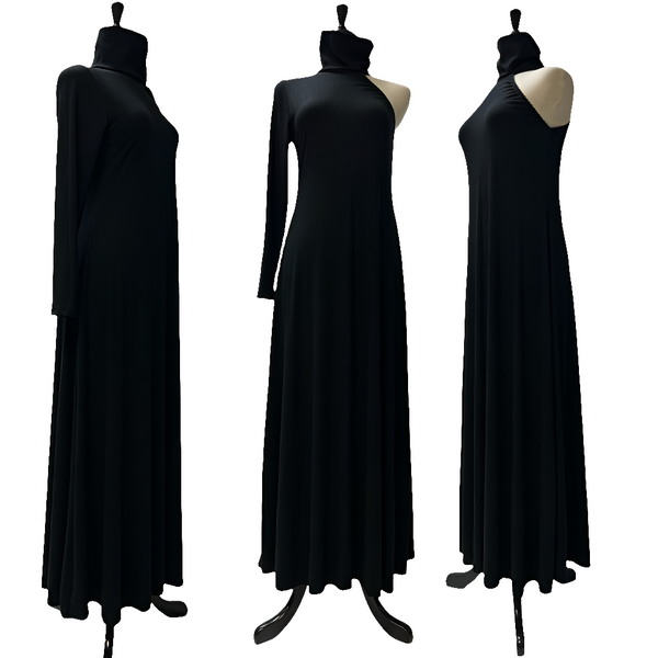 Cold Shoulder Maxi - Black Bamboo Knit