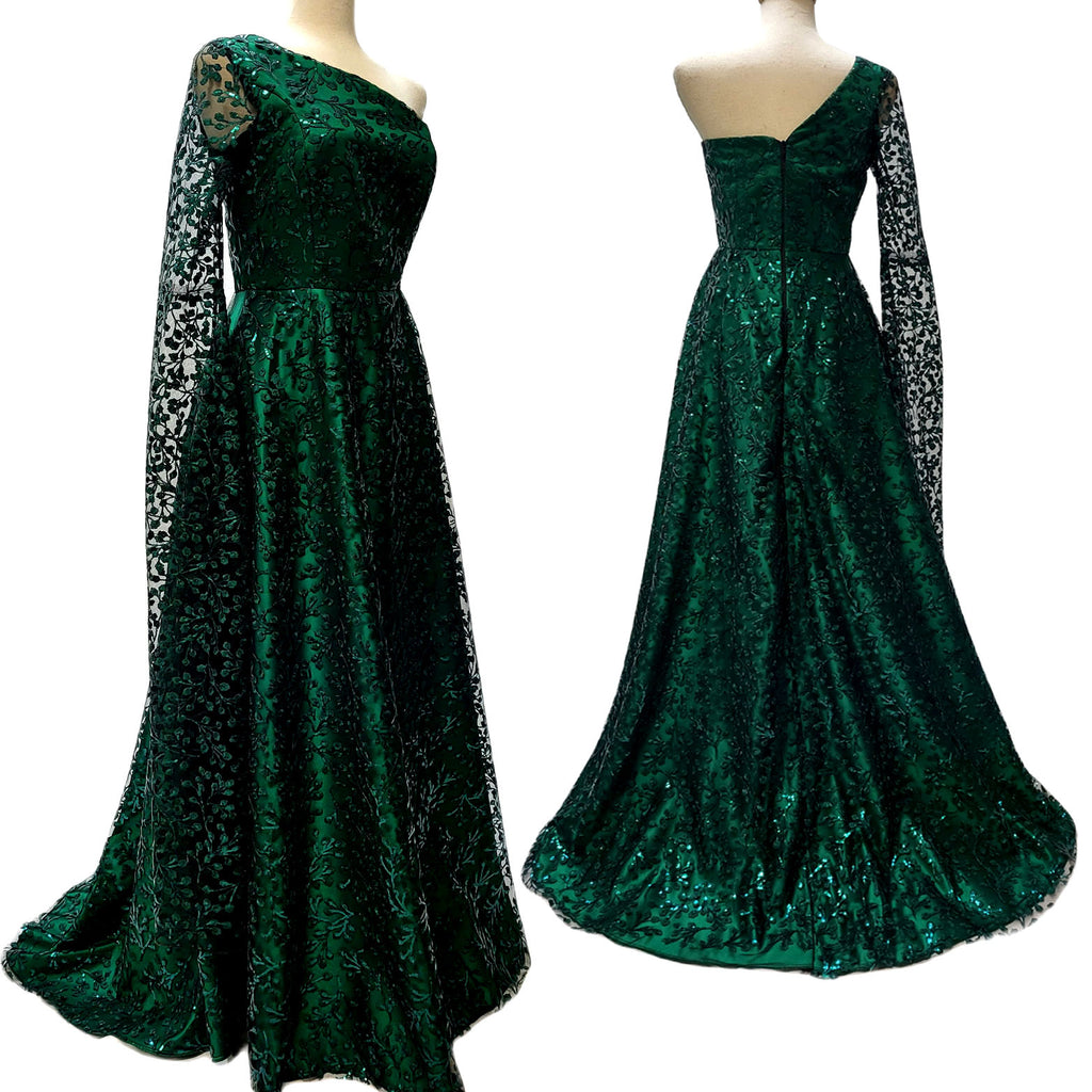 Sequined Dress - Dark green/sequins - Ladies